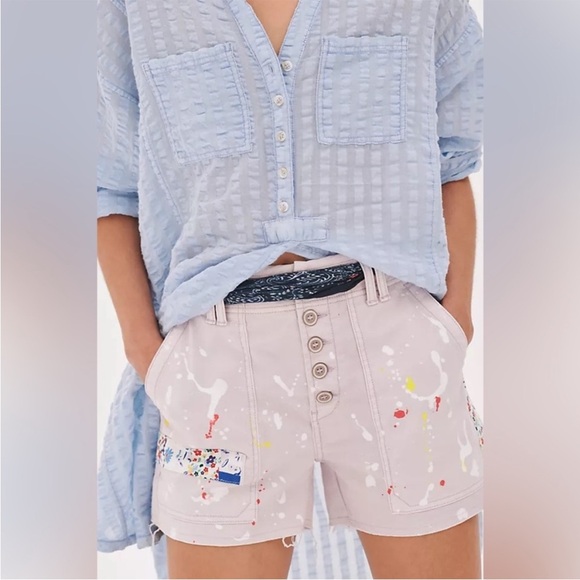 Anthropologie Wanderer Paint Splattered Shorts 32 - Picture 1 of 4